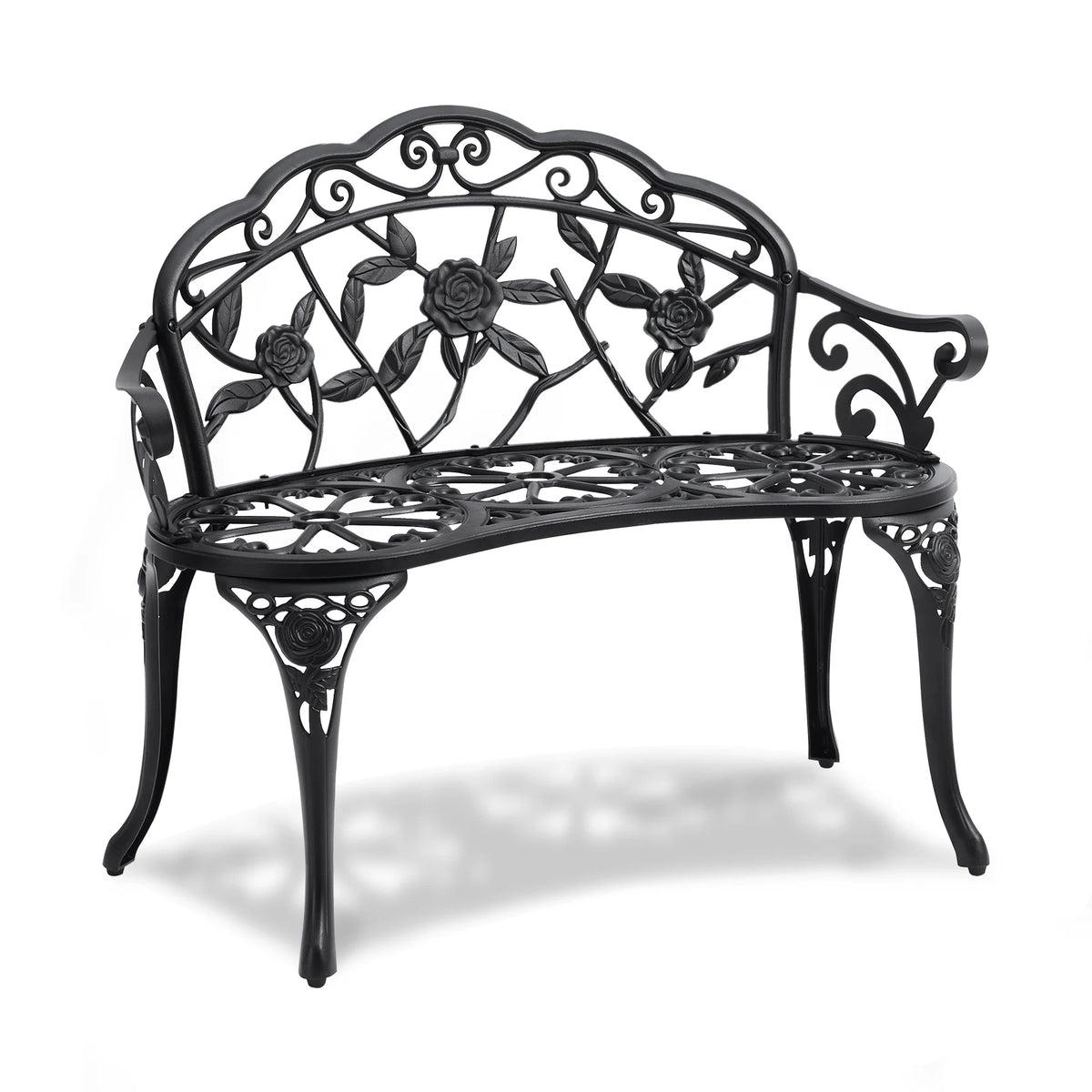 SucceBuy Wooden Metal Outdoor Garden Bench for Patio and Park