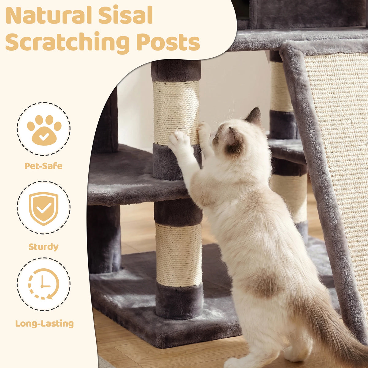FOOWIN Multi Level Cat Tree Tower With Condos And Scratching Post
