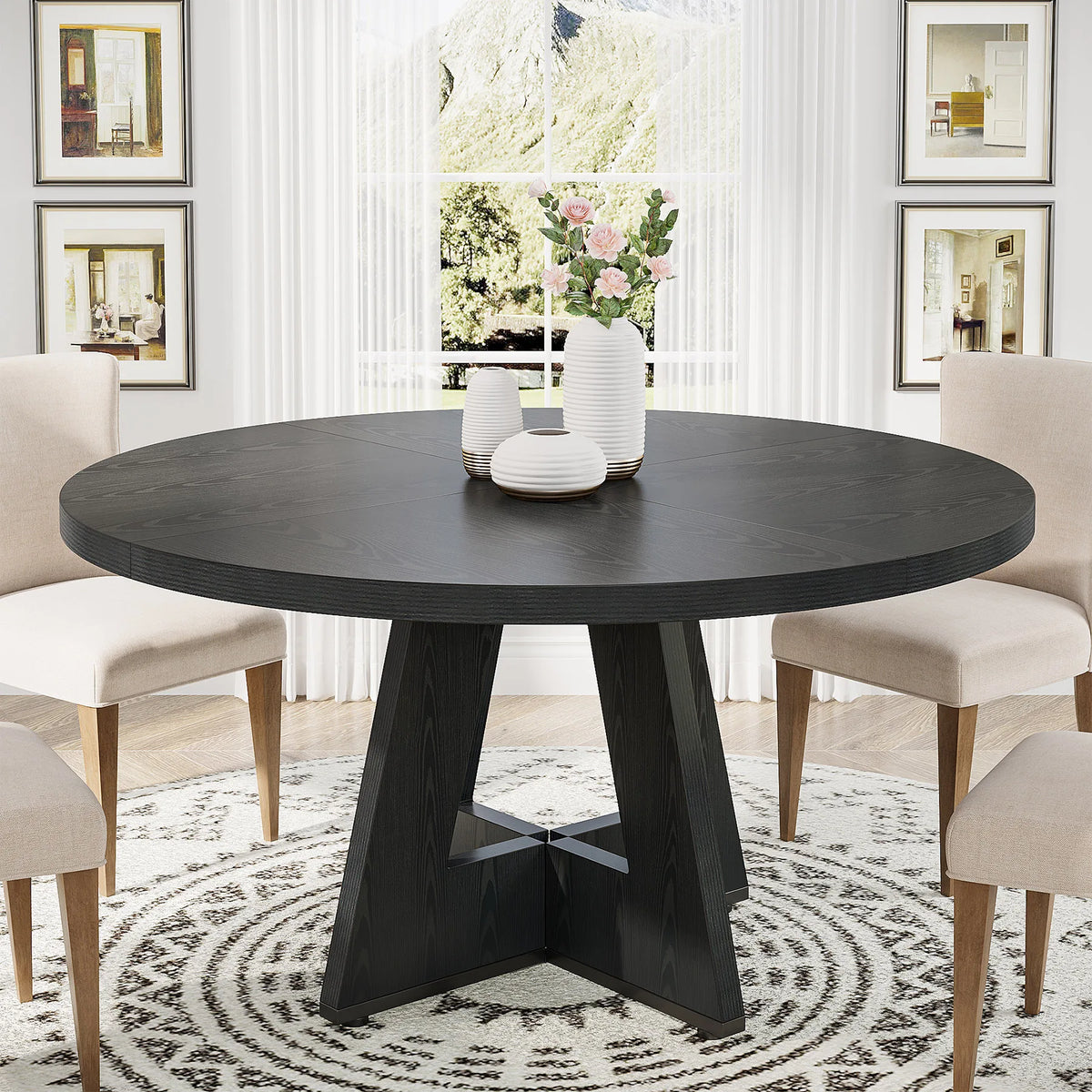 Tribesigns Round Farmhouse Dining Table For Modern Kitchen