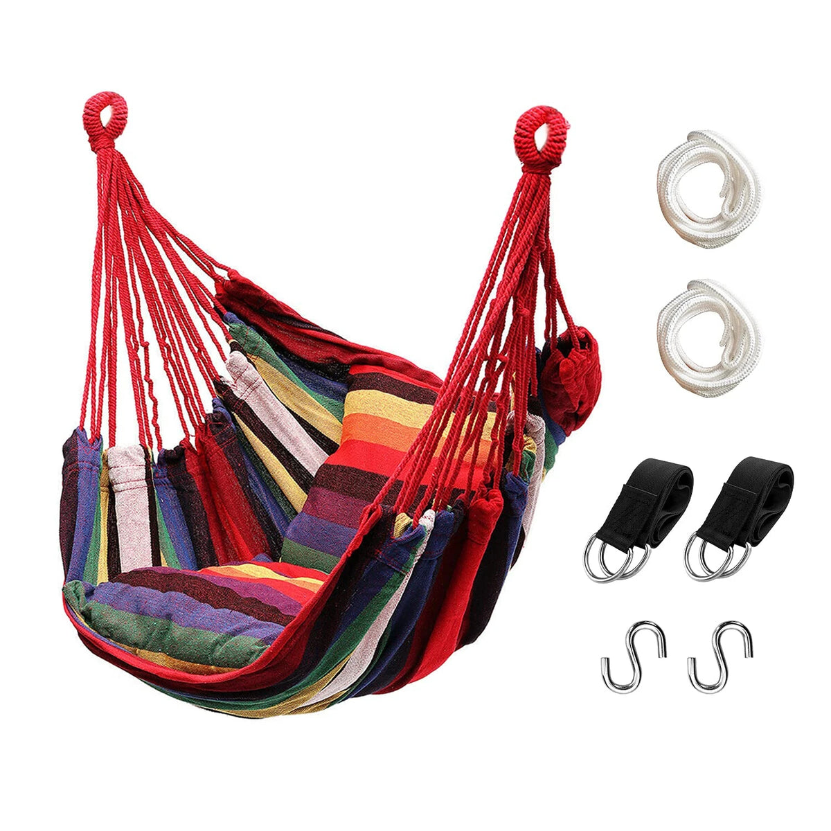 Upgraded Patio Hanging Hammock Chair With Cushions And Binding Rope