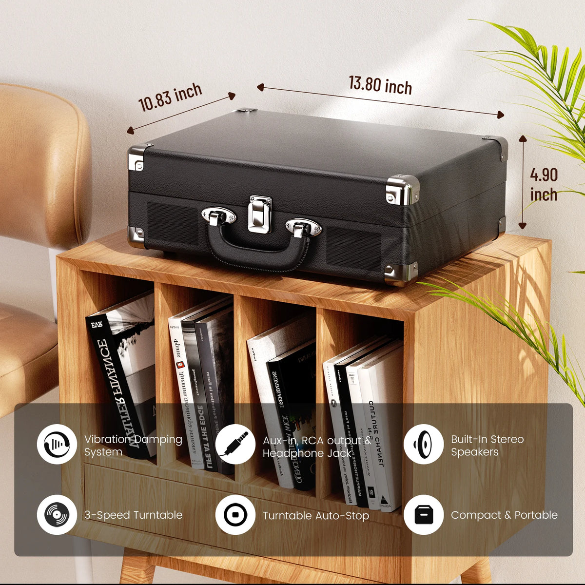 MaiO MultiSpeed Record Player Featuring Stereo Speakers And Headphone Jack