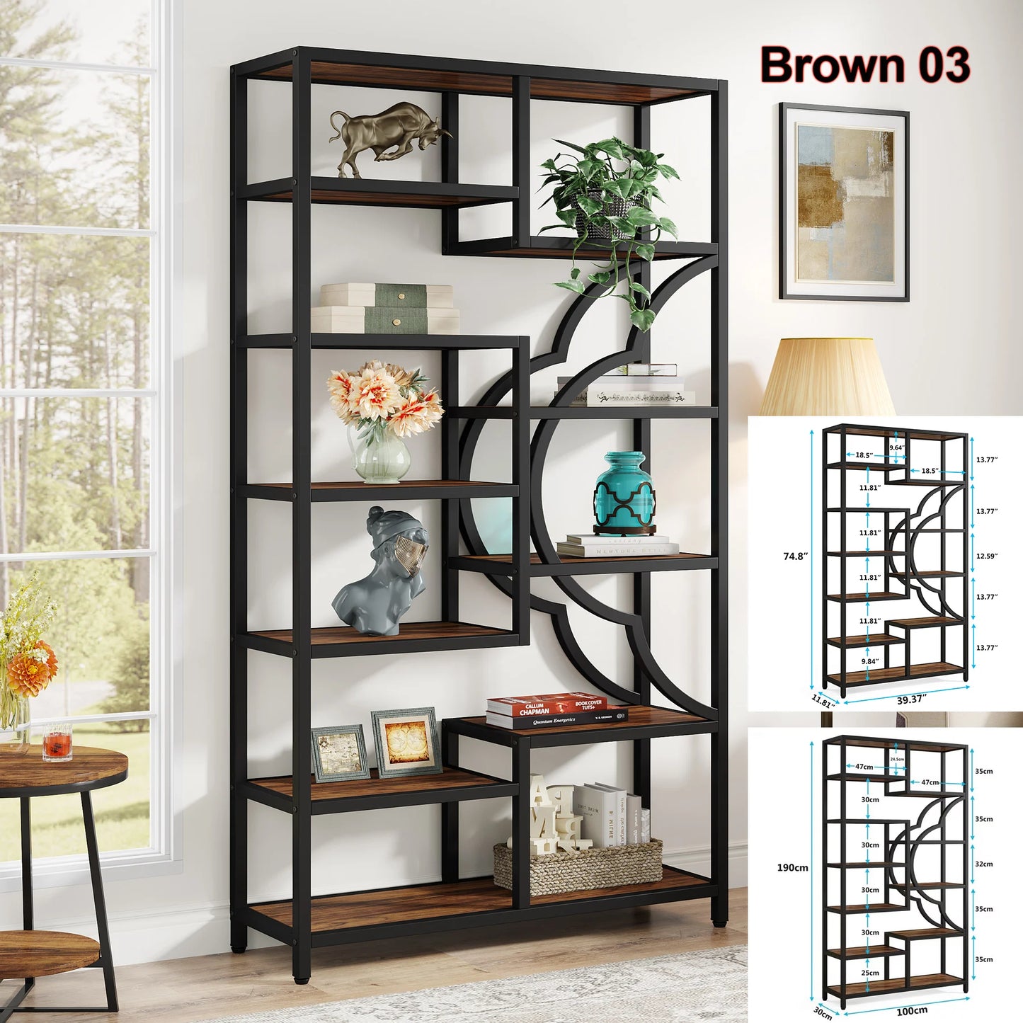 Tribesigns Industrial 5 Tier Etagere Bookshelf Freestanding Organizer