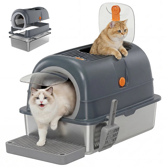 Stainless Steel Cat Litter Box Fully Enclosed For Cats