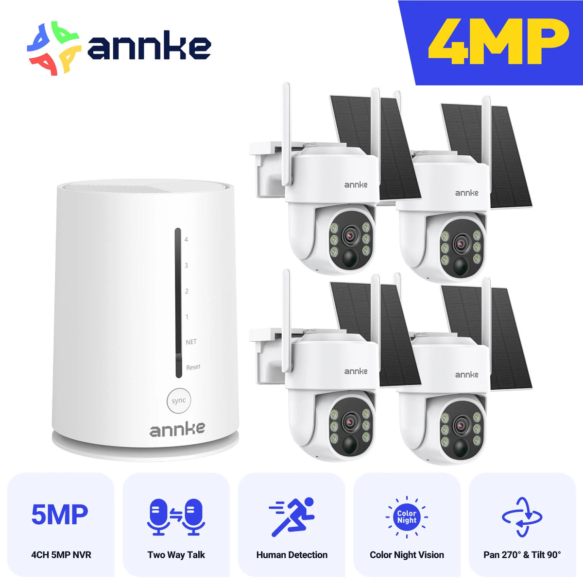 ANNKE 4MP Wireless Battery Security Camera System Auto Tracking