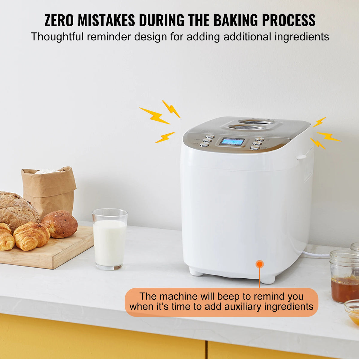VEVOR Automatic 15In1 Bread Maker With Nonstick Ceramic Pan