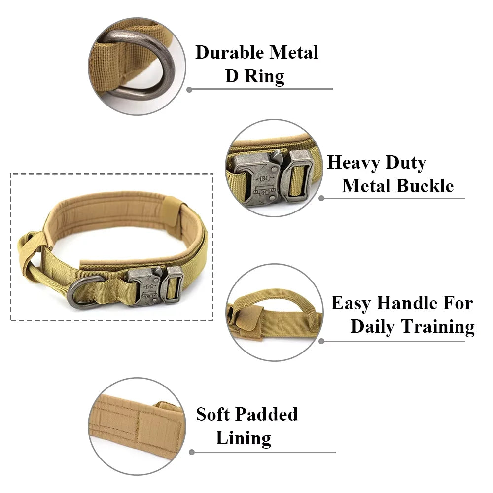 Padded Nylon Tactical Dog Collar Leash Set With Quick Release