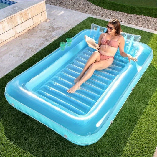Joyfy Inflatable Pool Lounger Float With Pillow Sunbathing Bed