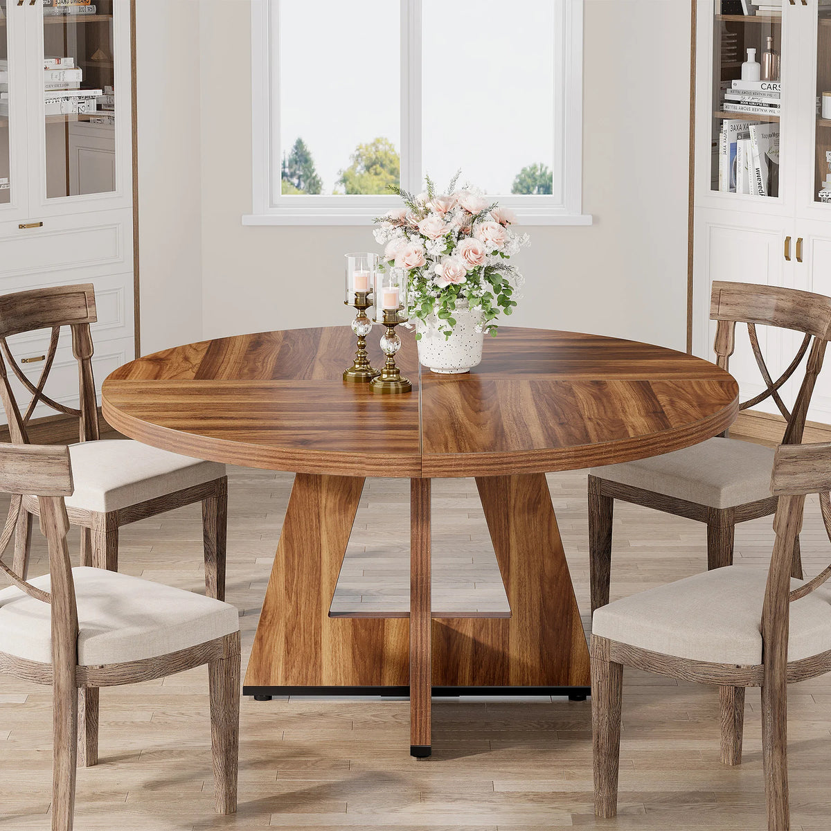 Tribesigns Round Farmhouse Dining Table For Modern Kitchen