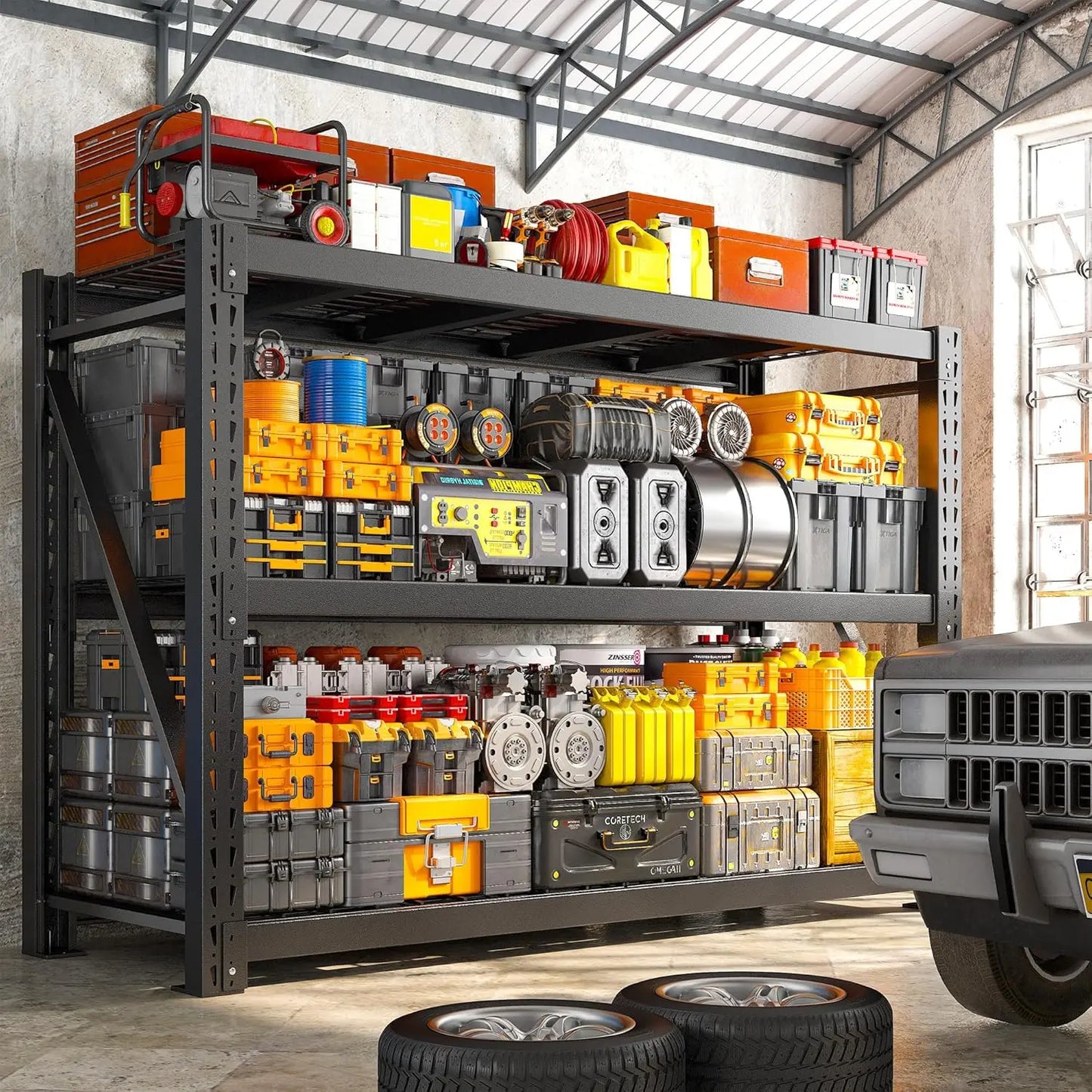 ZHILU Heavy Duty Garage Shelving 3 Tier Industrial Storage