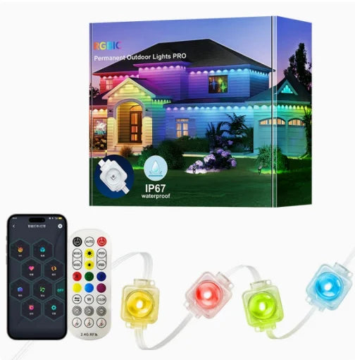 Smart Outdoor Eaves Light String With App Music Sync Control