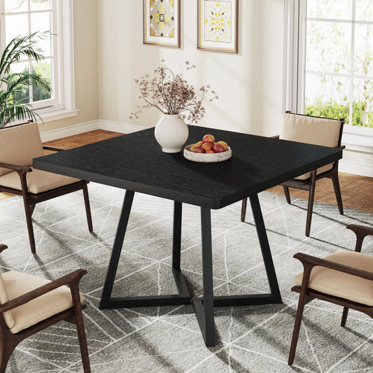 Tribesigns Industrial Square Dining Table With Wooden Top And Metal Frame