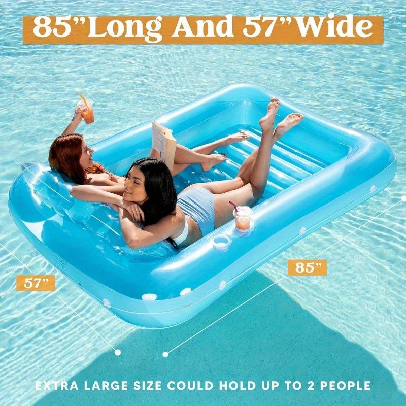 Joyfy Inflatable Pool Lounger Float With Pillow Sunbathing Bed