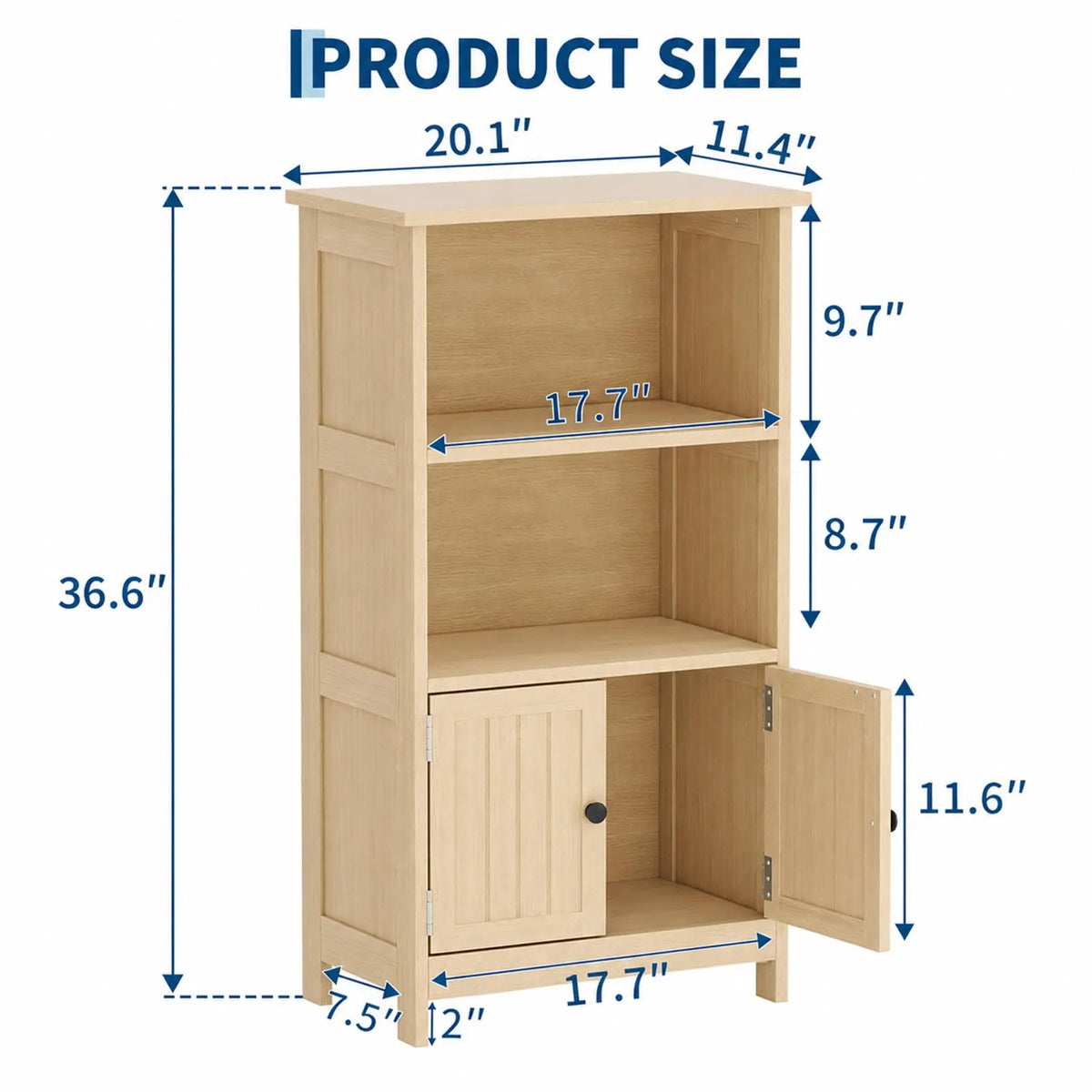HiMISS Farmhouse Bathroom Storage Cabinet With Adjustable Shelves for Home Organization