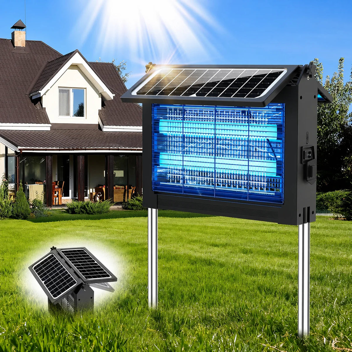 Solar Bug Zapper with USB Charging for Outdoor Pest Control