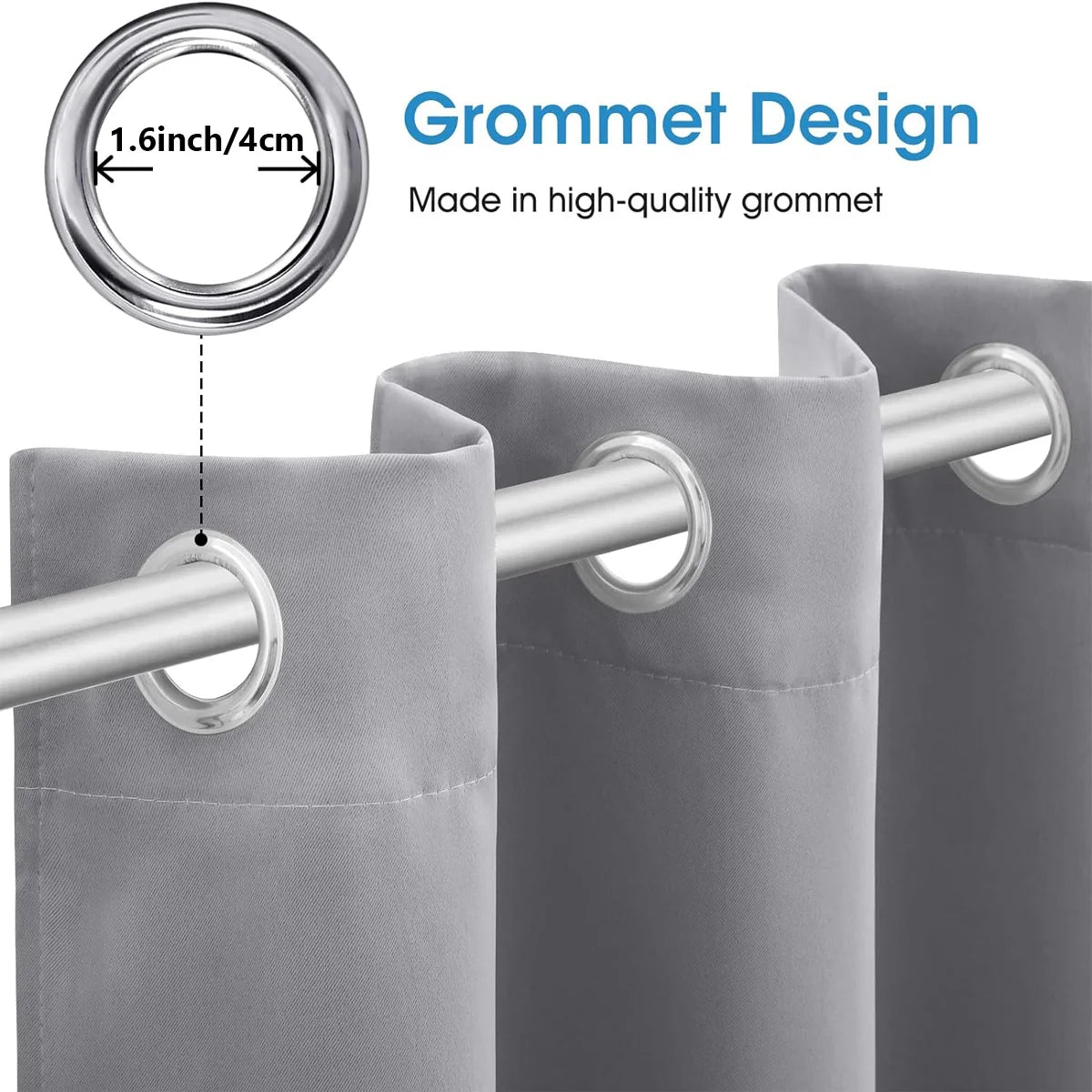 Thermal Blackout Curtains Heat Insulated Grommet Window Panels