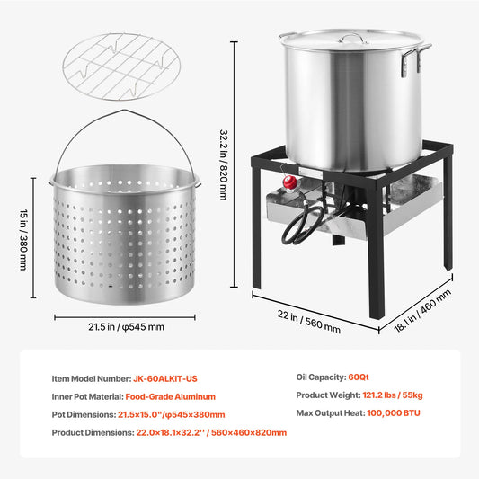 SucceBuy Seafood Boiling Kit With Strainer Aluminum Stockpot Steamer