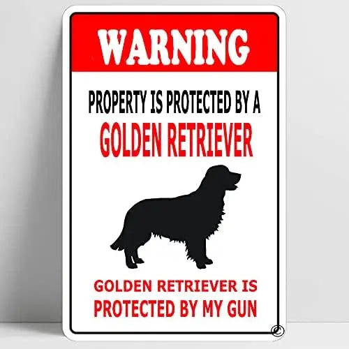 Warning Beware Of Golden Retriever Aluminum Sign Decoration Tin Sign