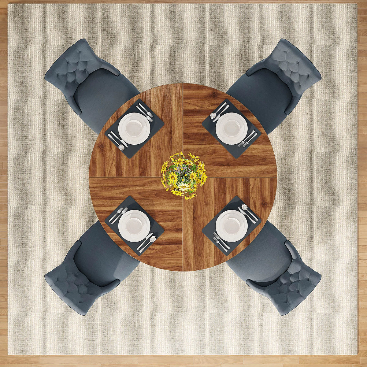 Tribesigns Round Farmhouse Dining Table For Modern Kitchen