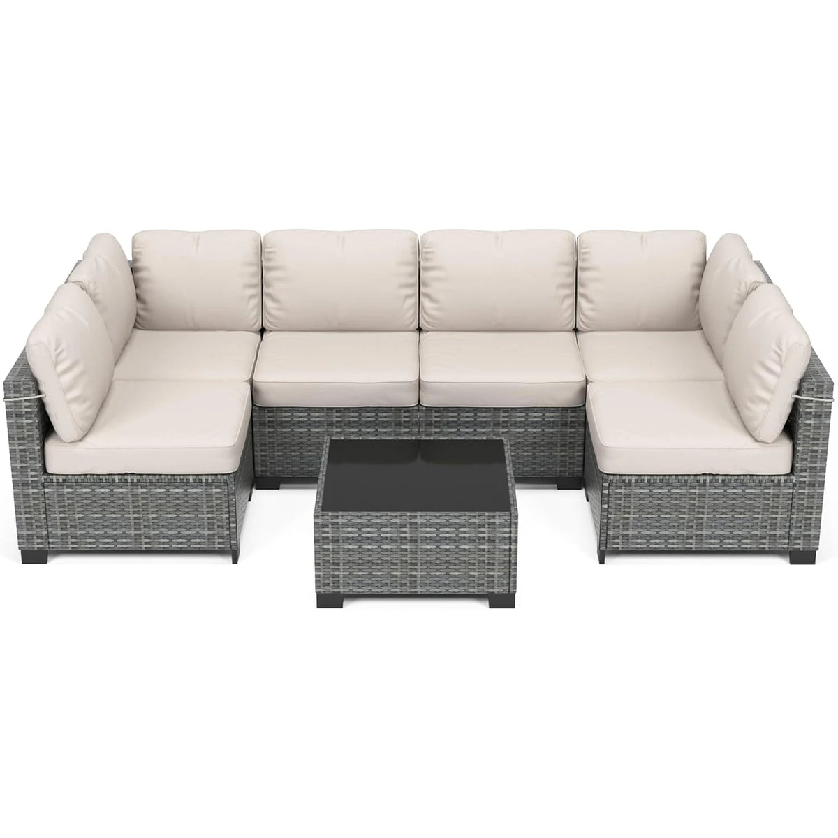 HiMISS Modular PE Rattan Outdoor Sectional Conversation Sofa Set