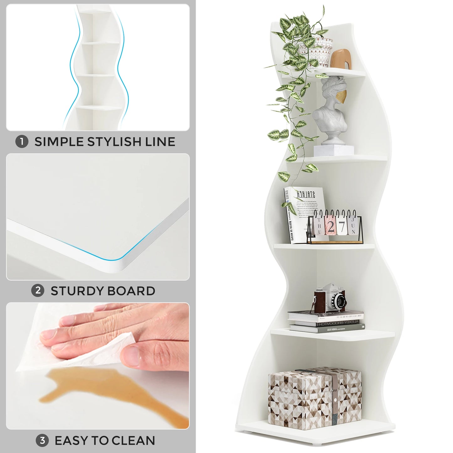 Tribesigns Five Tier Corner Shelf Wall Bookcase Plant Stand