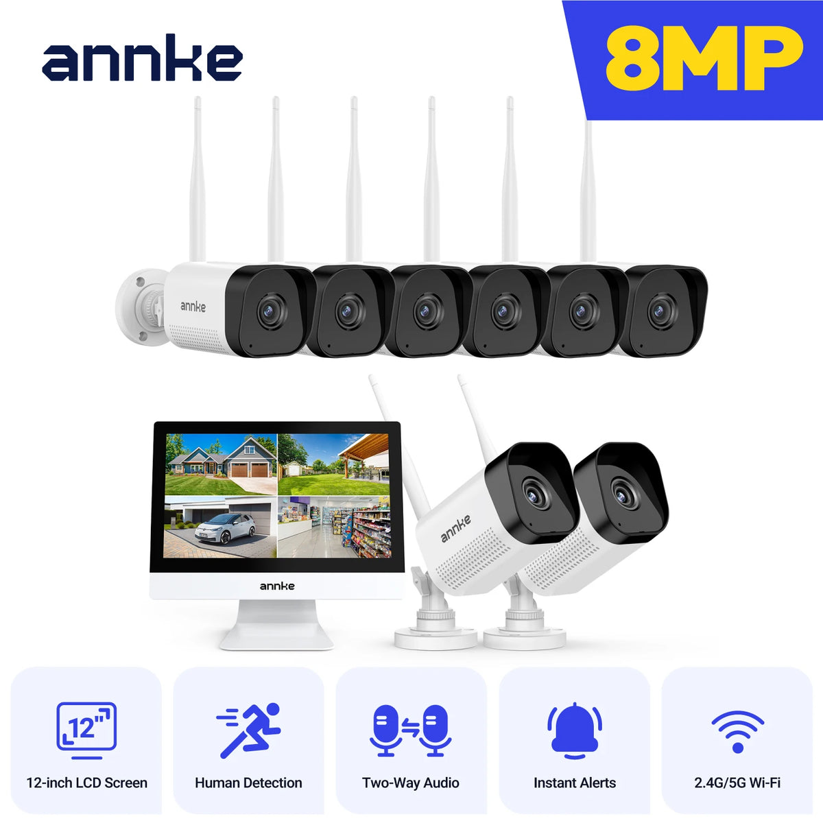 ANNKE 4K Wireless Security Camera System With Two Way Audio