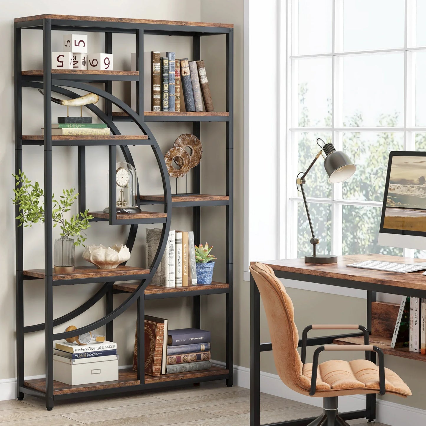 Tribesigns Industrial 5 Tier Etagere Bookshelf Freestanding Organizer