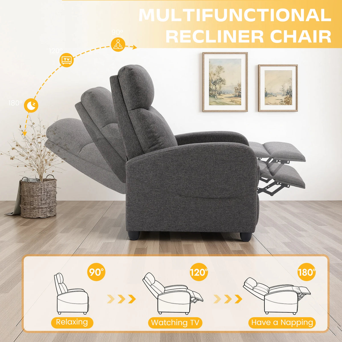 MCQ Recliner Sofa With Lumbar Support For Living Room