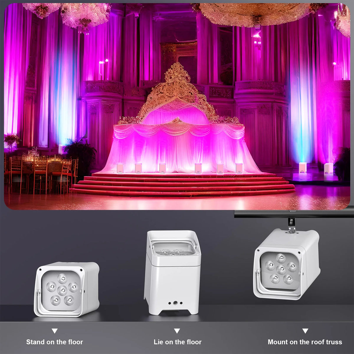 U'King Rechargeable RGBWA UV LED DMX Stage Par Light