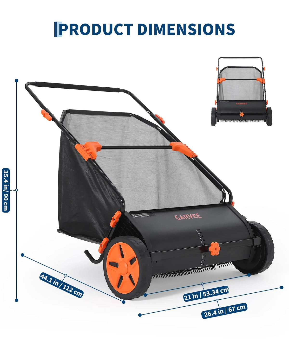 HiMISS Push Lawn Sweeper With Collection Bag And Four Brushes