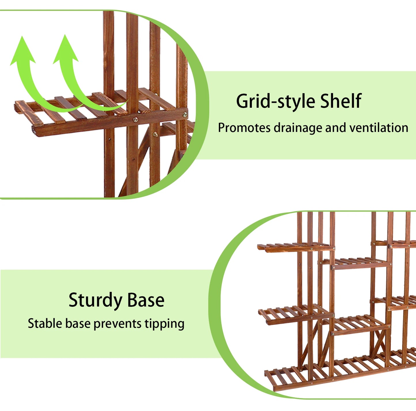 Wisfor Wooden Plant Shelf Multi Tier Indoor Outdoor Display Stand