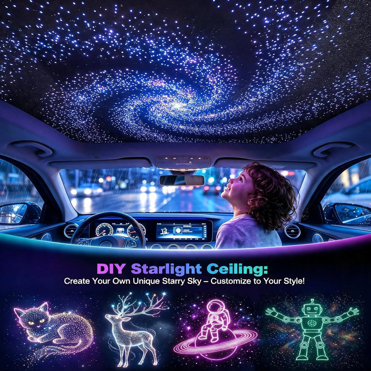 BRIVULGENT RGBW Fiber Optic Starlight Headliner Kit With Twinkle Effect