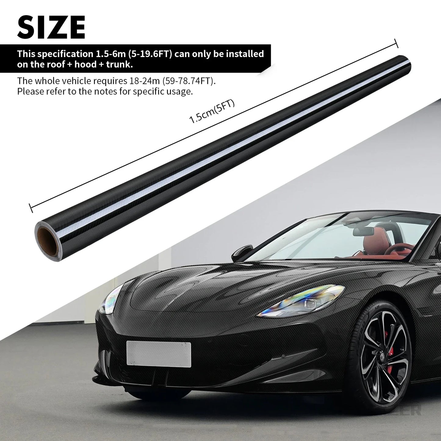 Carbon Fiber Car Wrap Vinyl Film Self Adhesive Decal