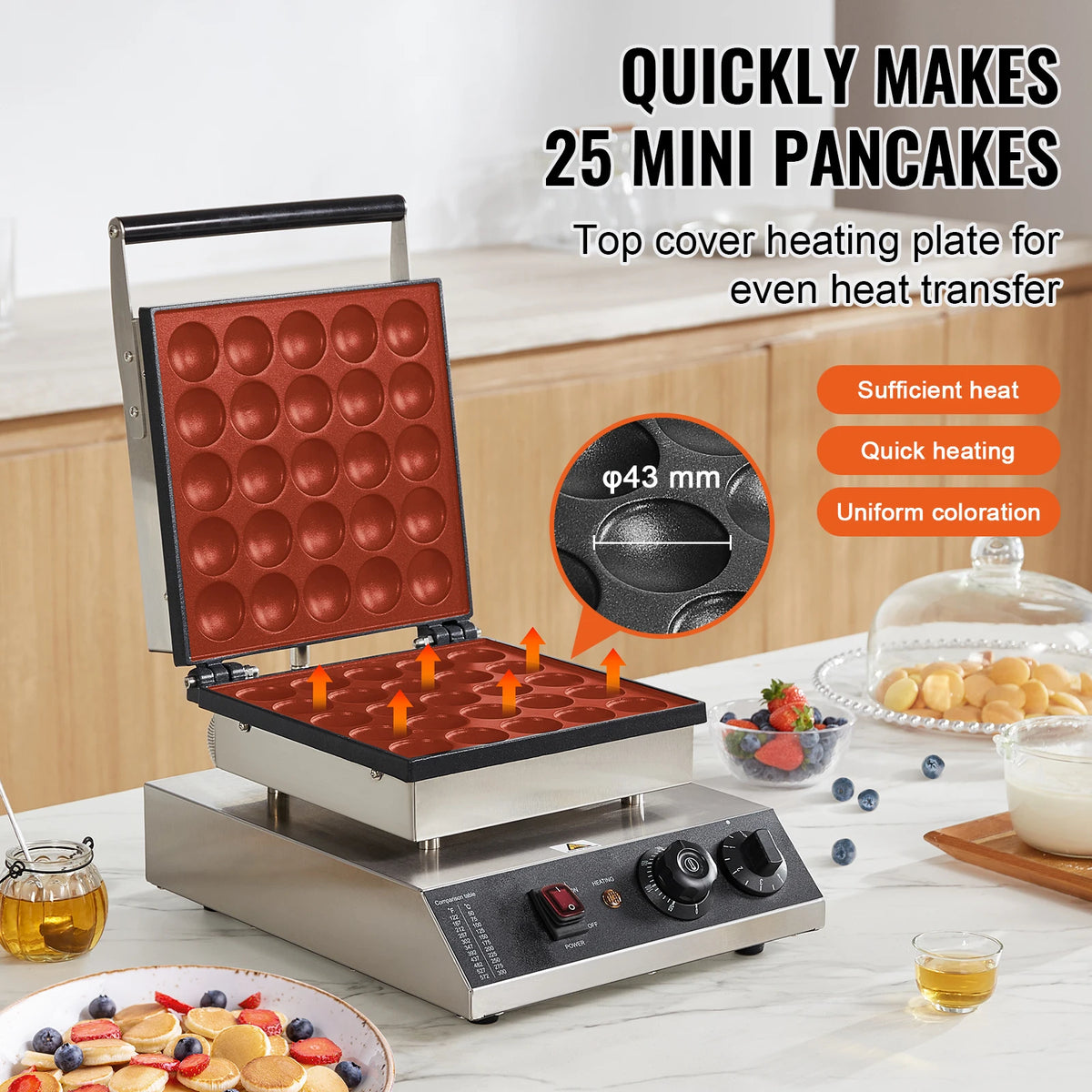 VEVOR Electric Waffle Maker With Timer And Temperature Control
