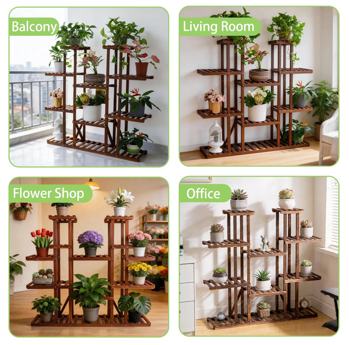 Wisfor Wooden Plant Shelf Multi Tier Indoor Outdoor Display Stand