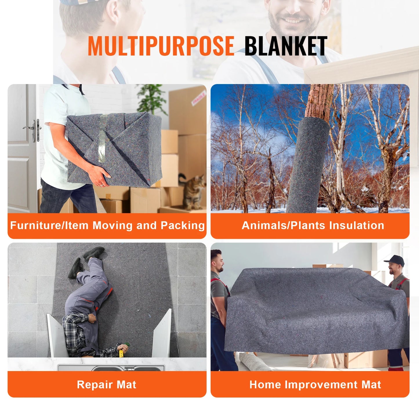 SucceBuy Moving Blanket Recycled Cotton Heavy Duty Packing Pads