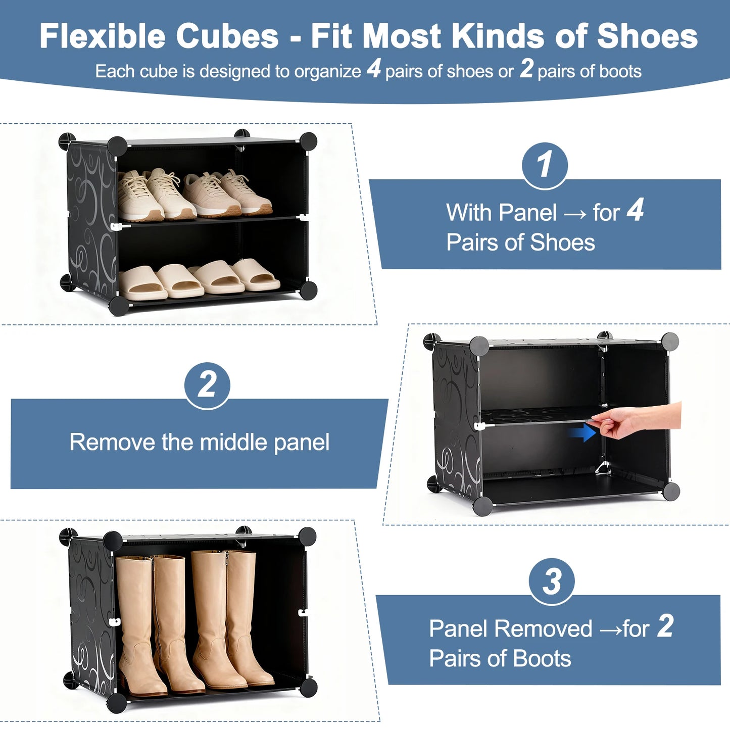 JHK Plastic Stackable Shoe Storage Cabinet Organizer With Door Assembly