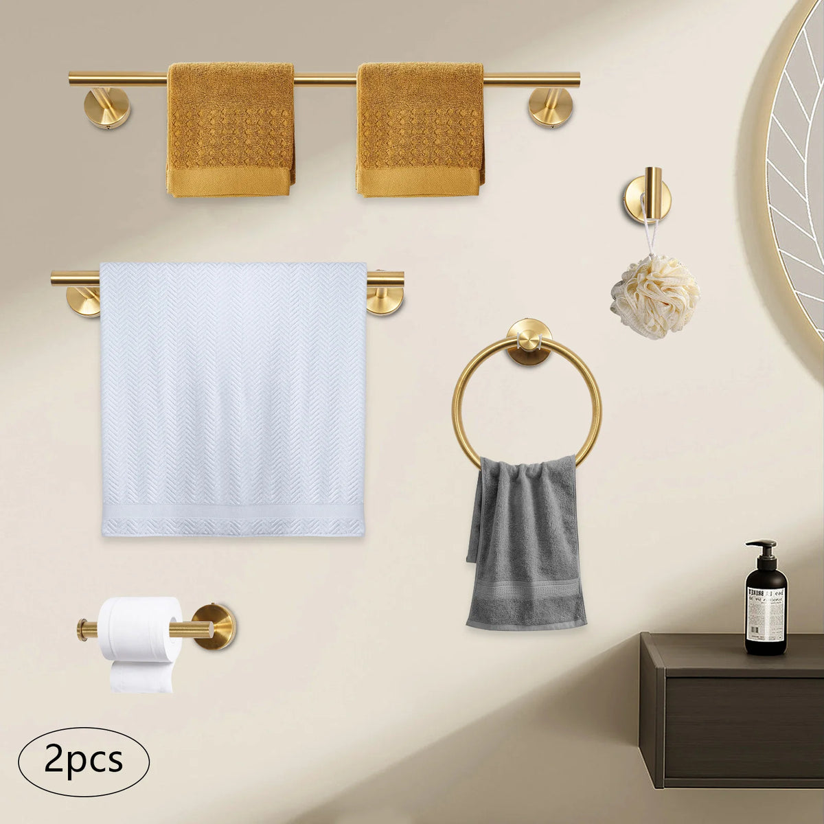 Complete Wall Mount Stainless Steel Bathroom Hardware Set