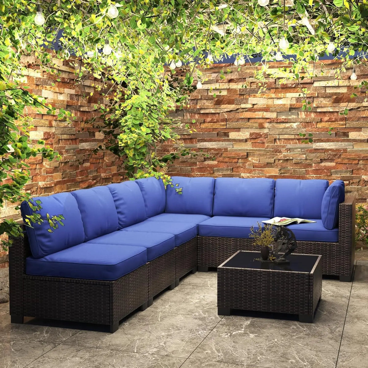 HiMISS Modular PE Rattan Outdoor Sectional Conversation Sofa Set