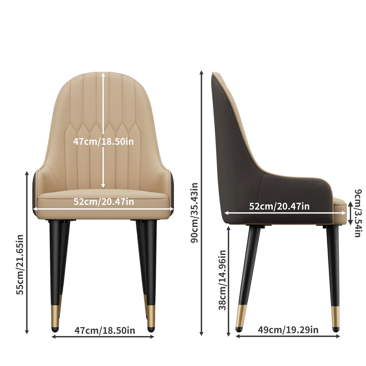 Modern Dining Chairs Set Of Two With Upholstered Cushion Seats