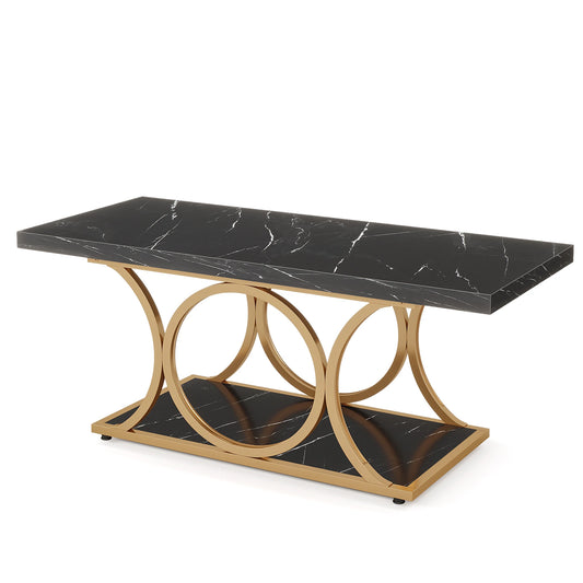 Tribesigns Rectangle Coffee Table Modern Living Room Two Tier