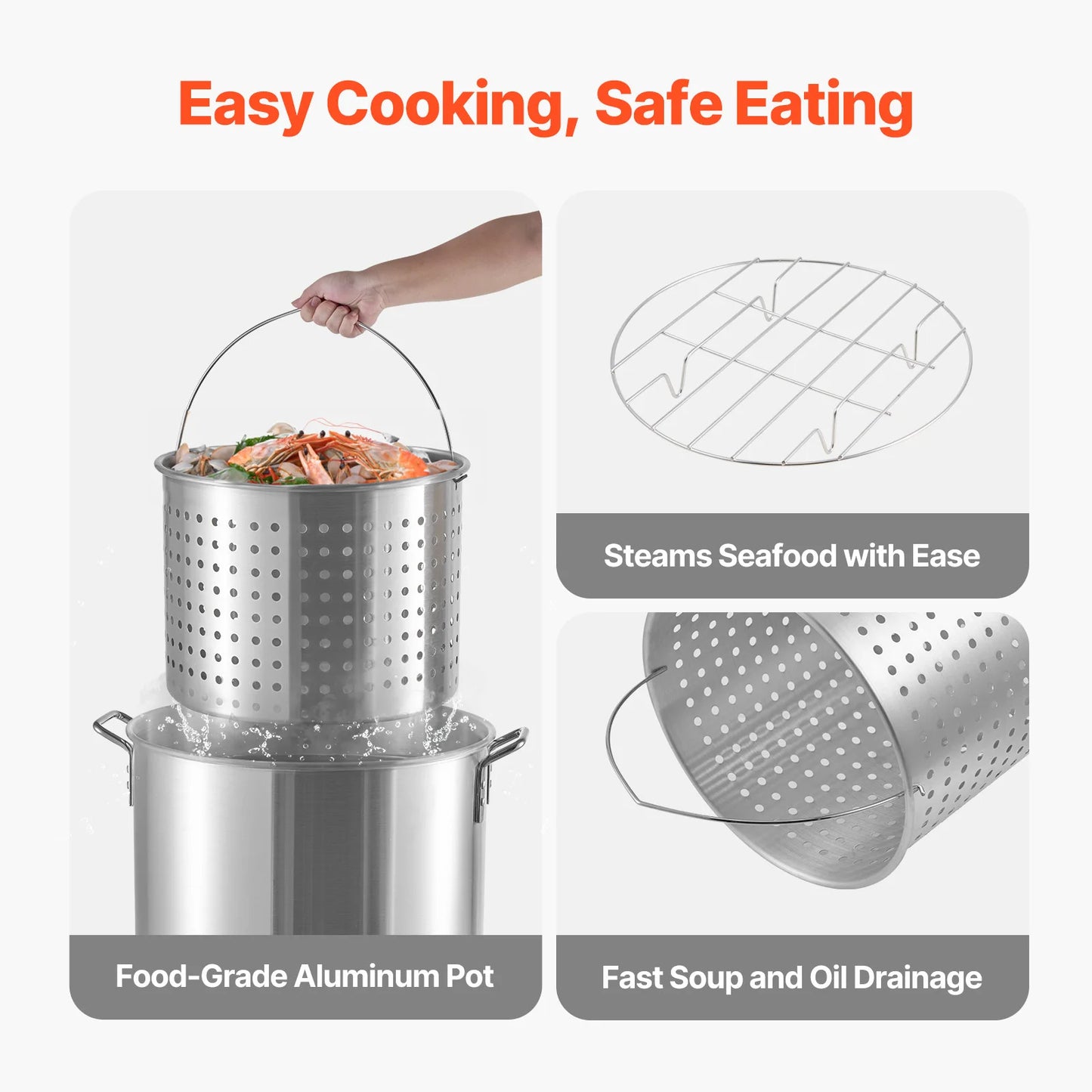 SucceBuy Seafood Boiling Kit With Strainer Aluminum Stockpot Steamer