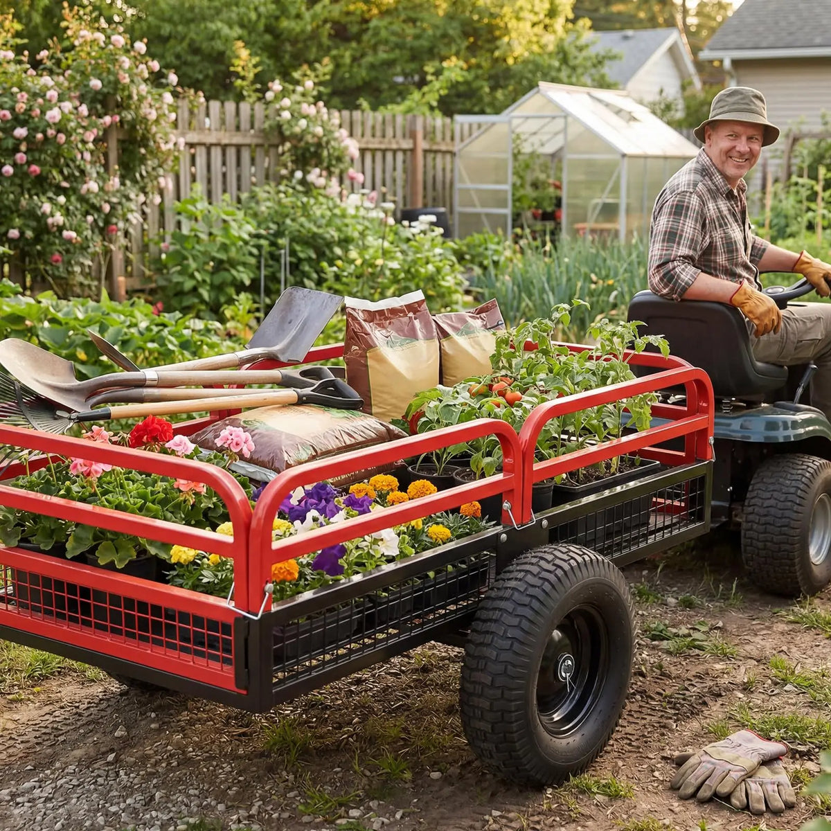 HiMISS Heavy Duty Steel Dump Trailer Cart for ATV UTV