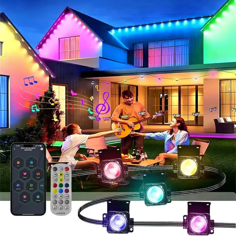 Smart Outdoor Eaves Light String With App Music Sync Control