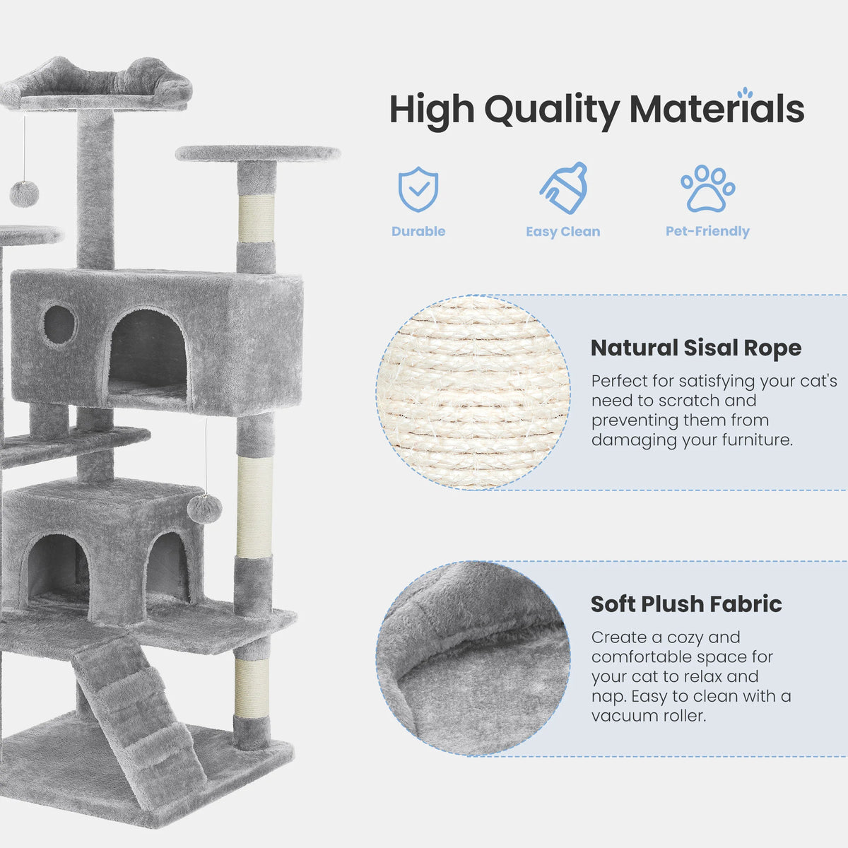MCQ Cat Tree Tower with Hemp Scratching Posts and Platform