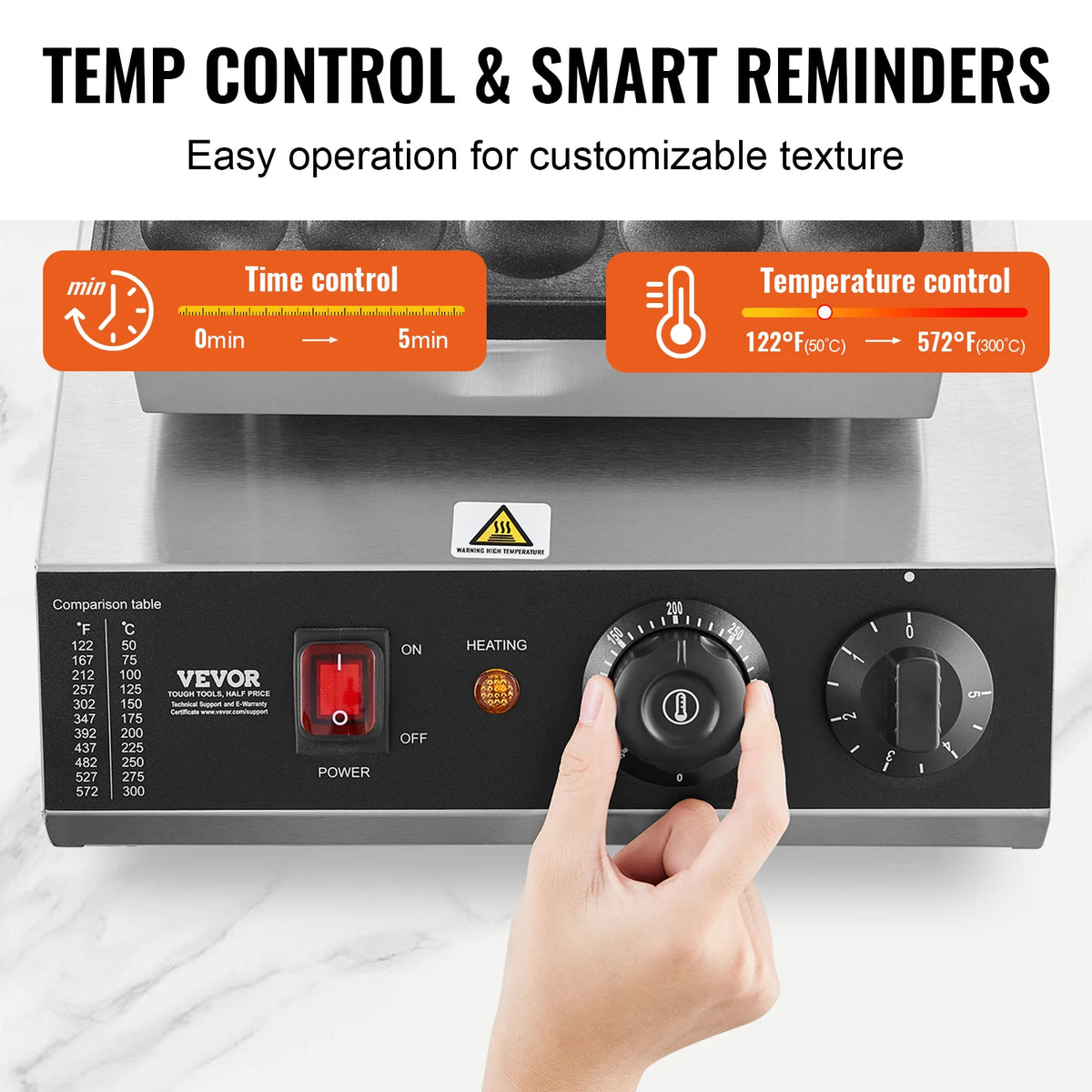 VEVOR Electric Waffle Maker With Timer And Temperature Control