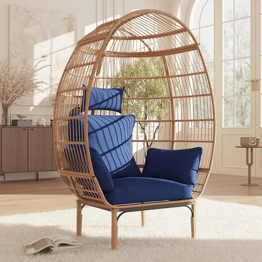 HiMISS Egg Chair Wicker Outdoor Lounger Patio Living Room