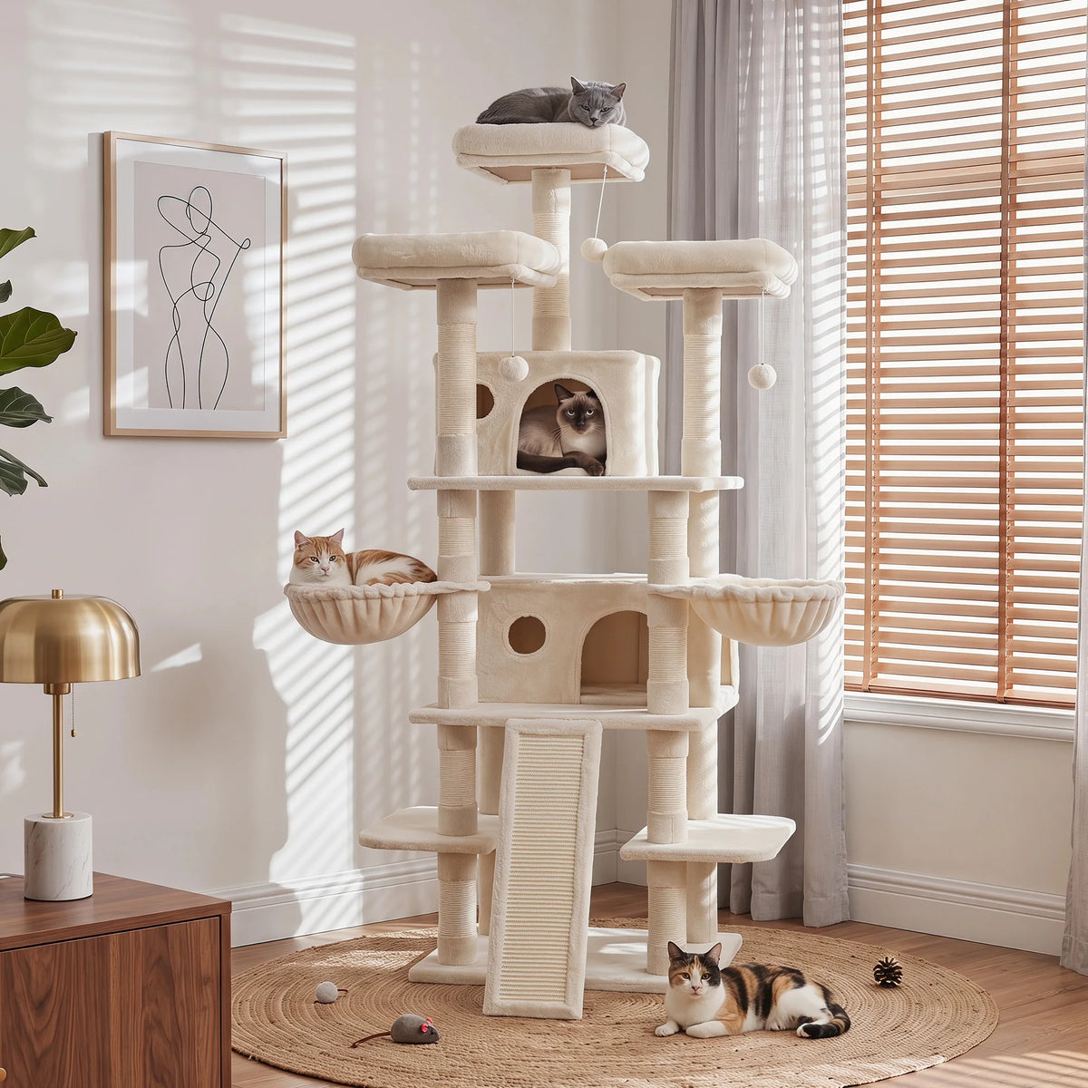 FOOWIN Multi Level Cat Tree Tower With Condos And Scratching Post