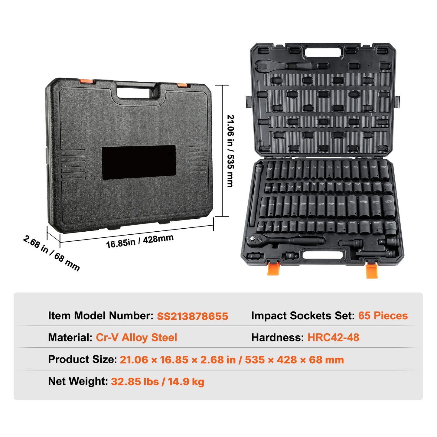 SucceBuy CrV Alloy Steel Impact Socket Set 65 Piece