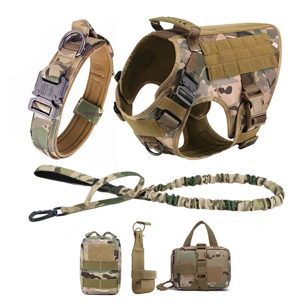 Tactical Nylon Dog Harness With Molle Pockets And Quick Release