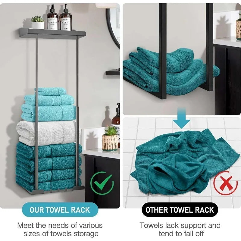 Double Stainless Steel Wall Mounted Bathroom Towel Rack Holder Stand Design